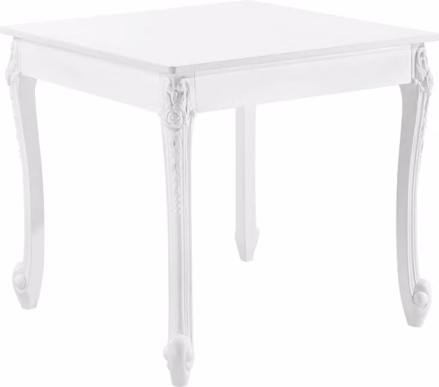 Tavolo da Pranzo Quadrato en.casa Bianco con Decoro Floreale in Stile Barocco L: 80 cm, P: 80 cm, H: 76 cm