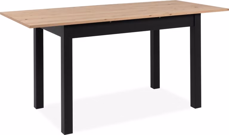 Tavolo da pranzo allungabile 160 cm, rovere Artisan / nero - 120/160 x 76,5 x 70 cm (L x H x P)