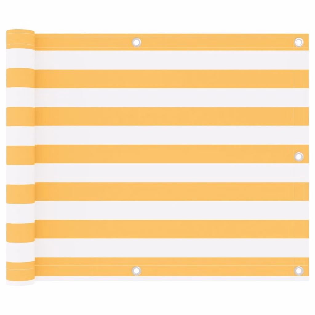 The Living Store Schermo protettivo per balcone Bianco e giallo 75x300 cm Tessuto Oxford