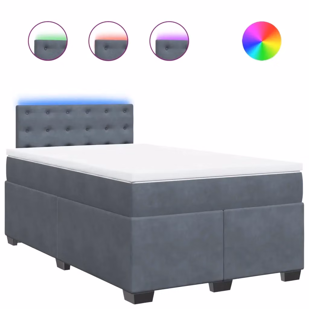 Letto contenitore con base a sollevamento vidaXL in velluto grigio e bianco con materasso a molle insacchettate L 120 cm x P 200 cm – 2