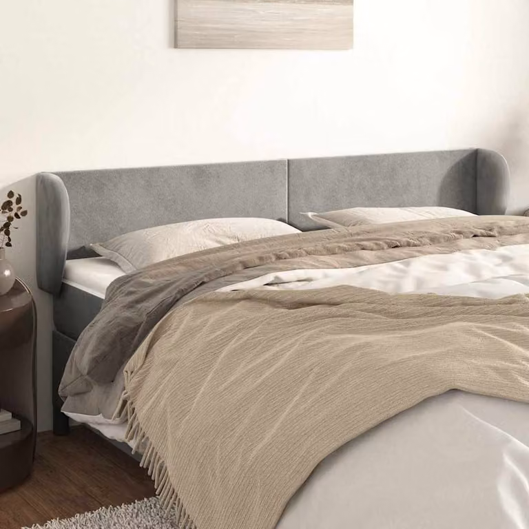 Testiera ad orecchio vidaXL in velluto grigio chiaro L: 163 cm, P: 23 cm, H: 78-88 cm