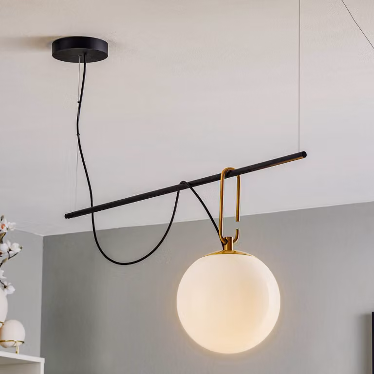 Artemide Lampada a sospensione in vetro nh S2 22, dimmerabile, Bianco / Opale, Soggiorno / Sala da pranzo, Vetro, Design, Lampada a sospensione