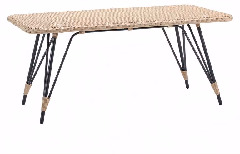 Couchtisch Luxus Kaffeetisch Sofatisch Beistelltisch Rattan Beige Tisch