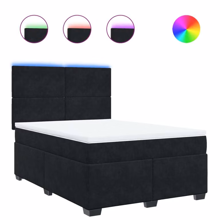 Giroletto a Molle con Materasso Nero 140x190 cm in Velluto