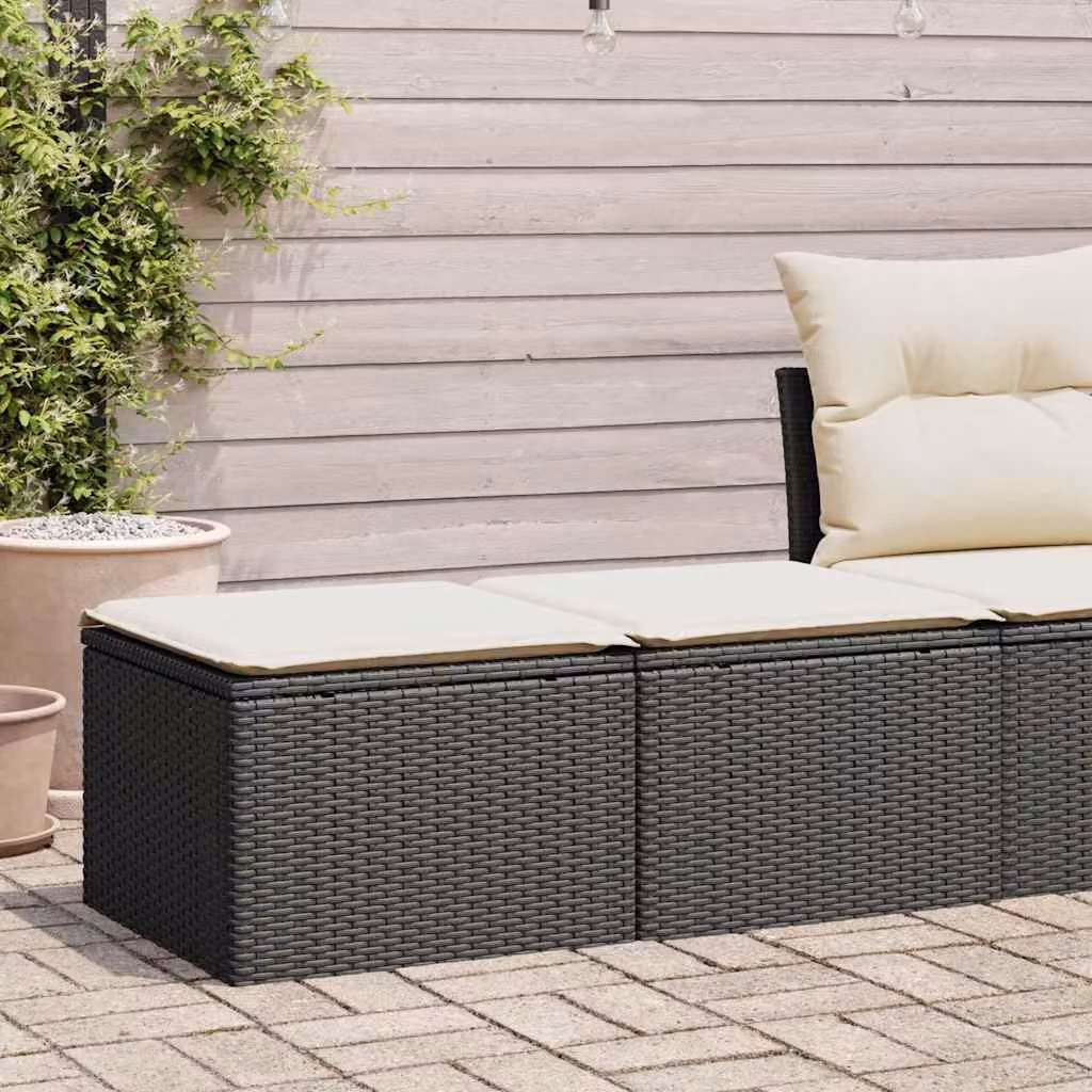 Maison Exclusive - Set Divani da Giardino con Cuscini 2 pz Nero Polyrattan Acacia