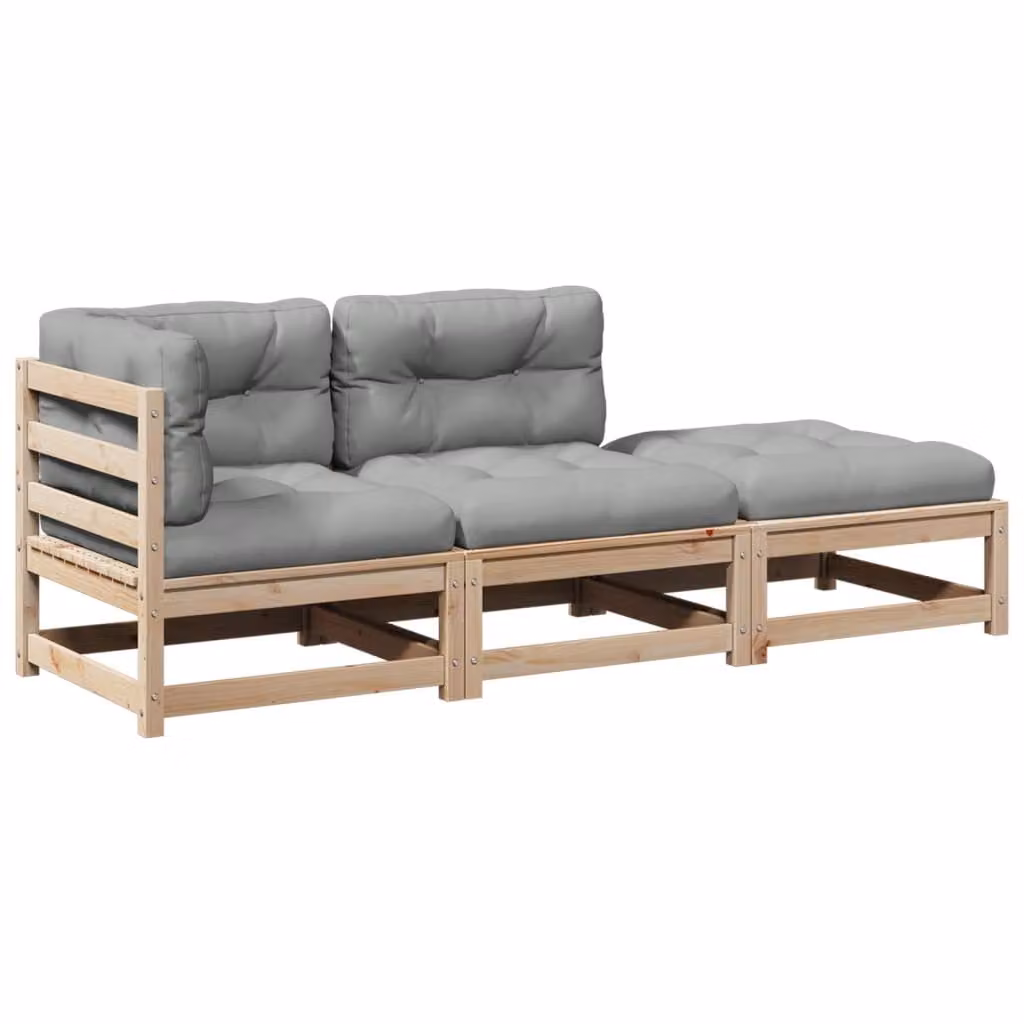 Maison Exclusive - Set Divani Giardino 3 pz con Cuscini in Legno Massello di Pino
