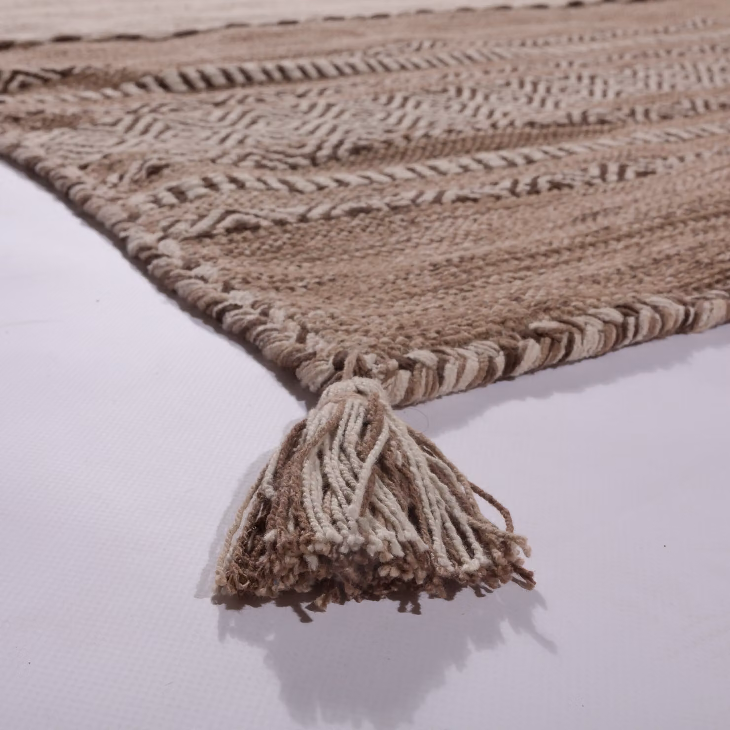Tappeto Kilian beige in cotone tessuto a mano con frange L: 160 cm, P: 220 cm – 2