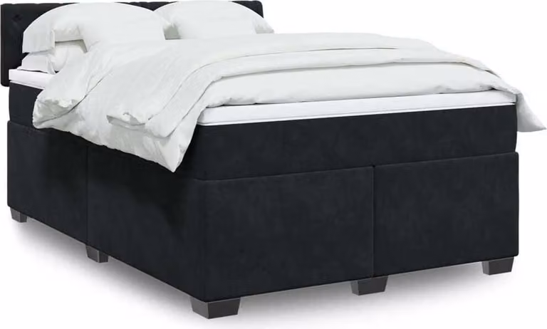 Maison Exclusive - Giroletto a Molle con Materasso Nero 140x190 cm in Velluto