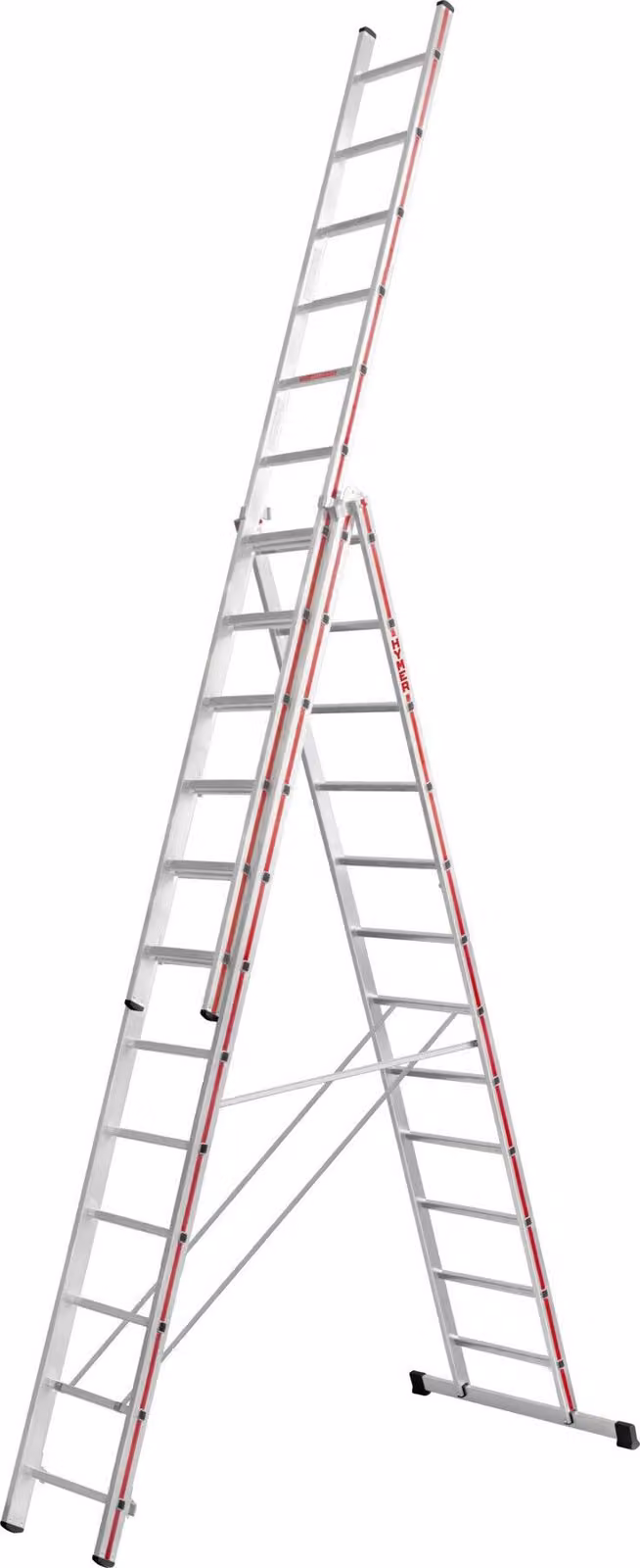Scala multiuso Hymer, a tre sezioni, 3x12 pioli, altezza verticale 5,64 m, altezza di sbraccio 6,43 / 9,27 m, peso 24,0 kg
