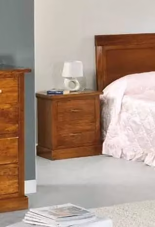 Comodino con 2 cassetti in legno massiccio noce Bassano Mobili 2G L: 53 cm, P: 36 cm, H: 59 cm – 2
