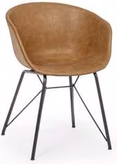 Sedia Warhol Bizzotto in cuoio marrone stile mid-century con struttura in metallo