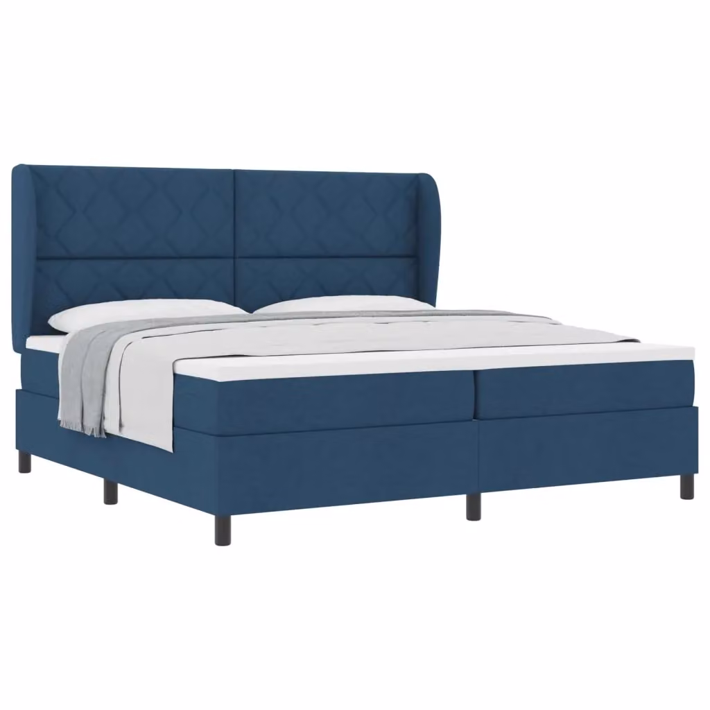 Letto a molle moderno vidaXL con testiera in tessuto blu L/P/H: 200 x 200 x 128 cm – 2