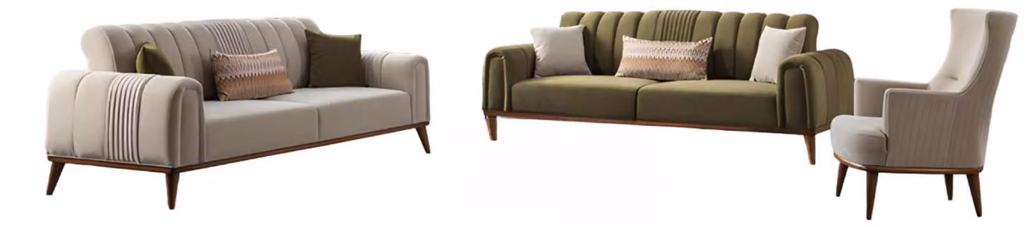 Sofagarnitur Big Couch Sofa Couchen Polster Möbel Set 3+3+1 Sitzgarnitur