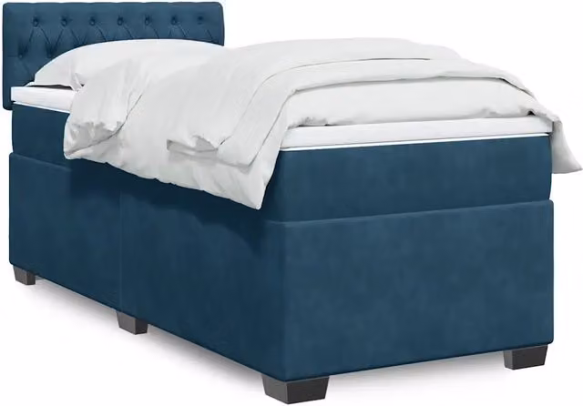 Giroletto a Molle con Materasso Blu Scuro 90x200 cm in Velluto 3286220