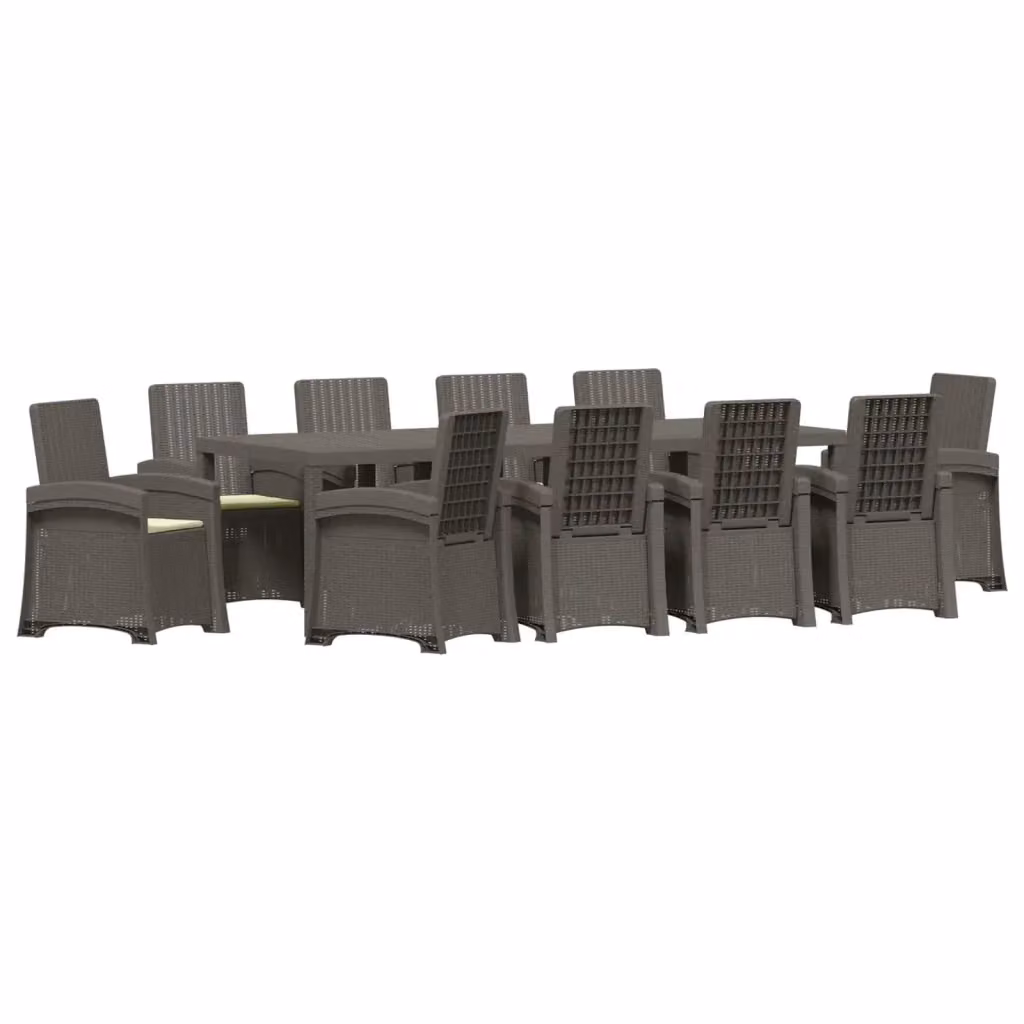 Set da pranzo da giardino moderno vidaXL in polyrattan composto da 11 pezzi nei colori grigio e beige – 2