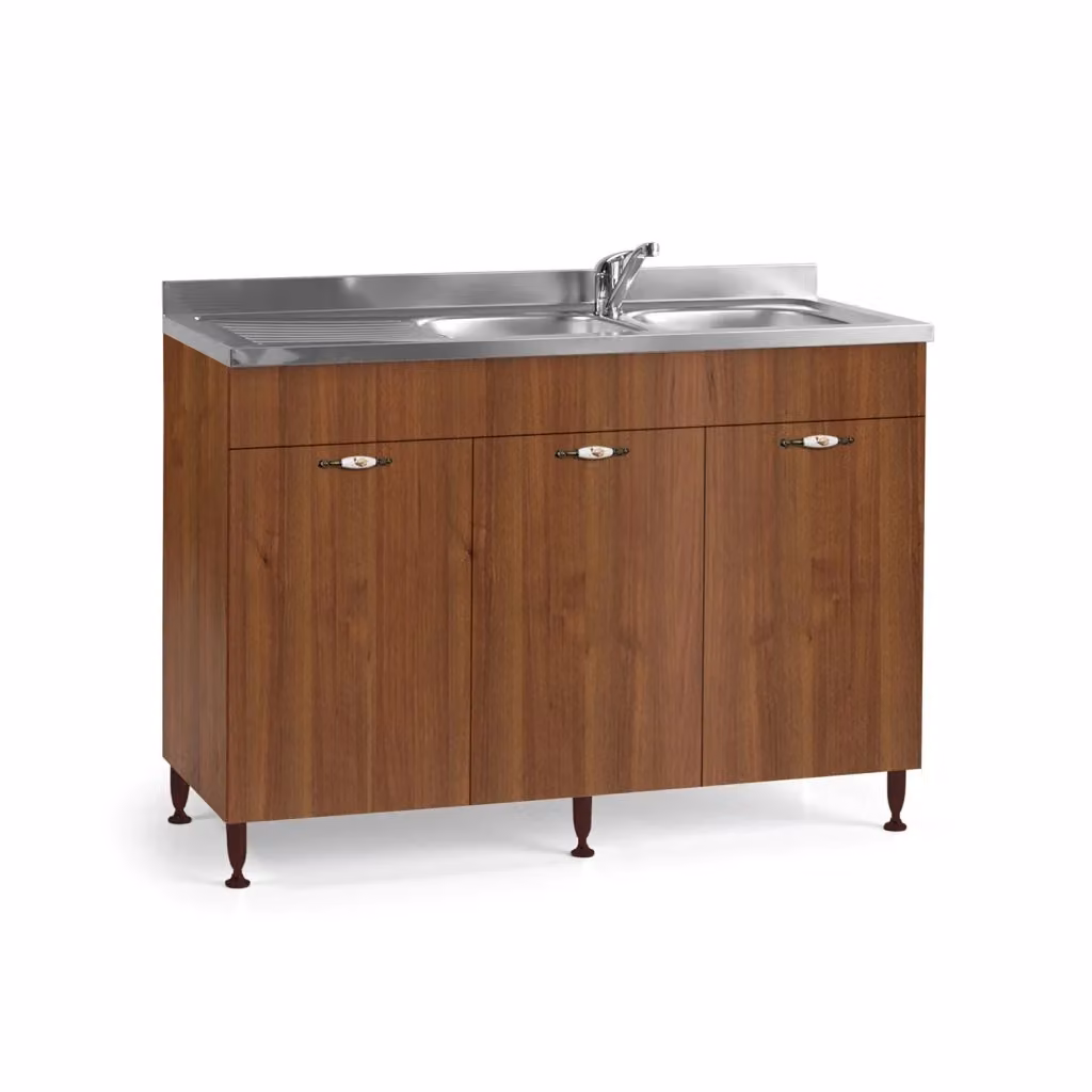 Mobile sottolavello da cucina IPERBRIKO con 3 ante in legno color noce, L: 120 cm, P: 50 cm, H: 85 cm – 2