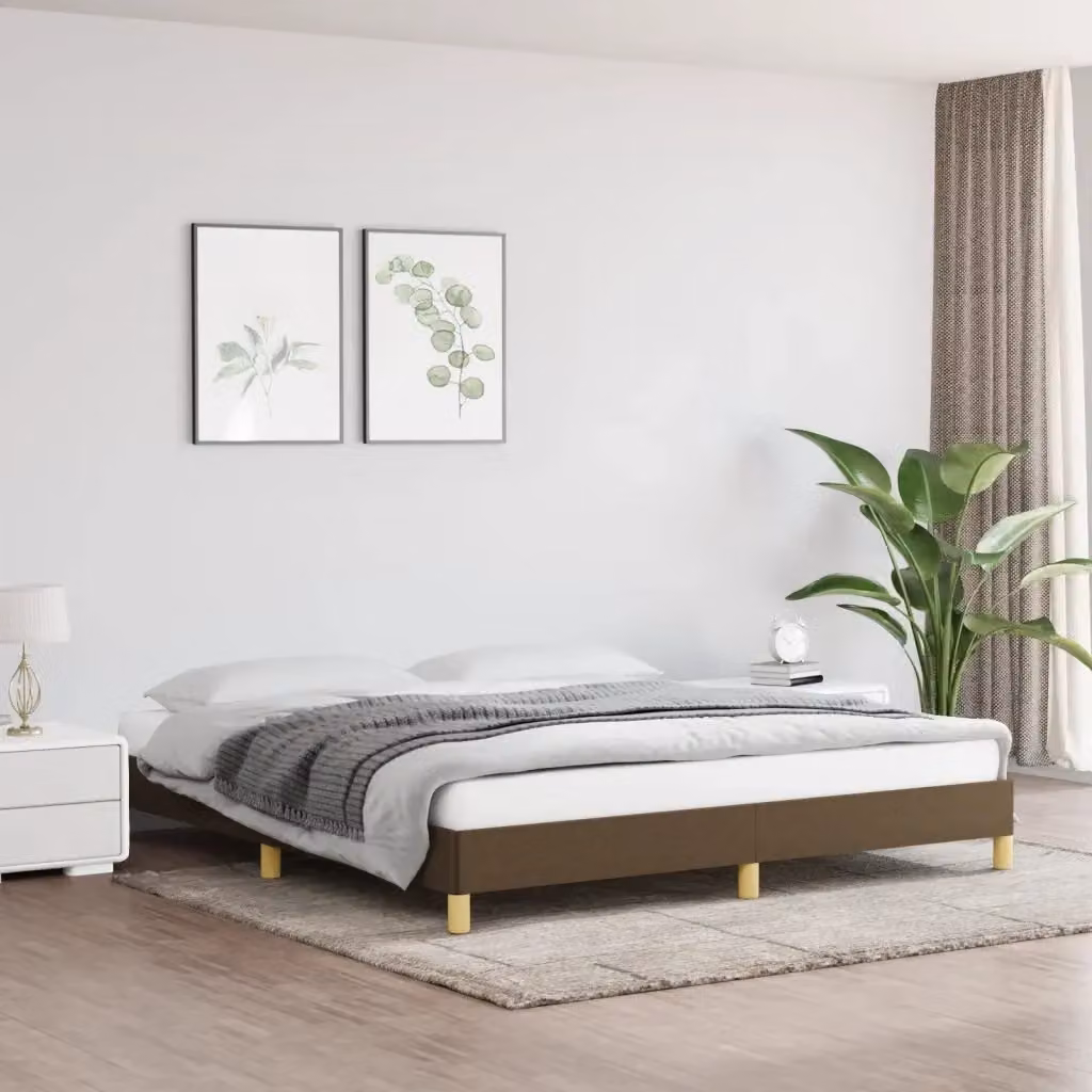 Letto matrimoniale moderno DESIGN IN in tessuto marrone scuro con doghe in legno L: 180 cm, P: 200 cm, H: 103 cm – 2