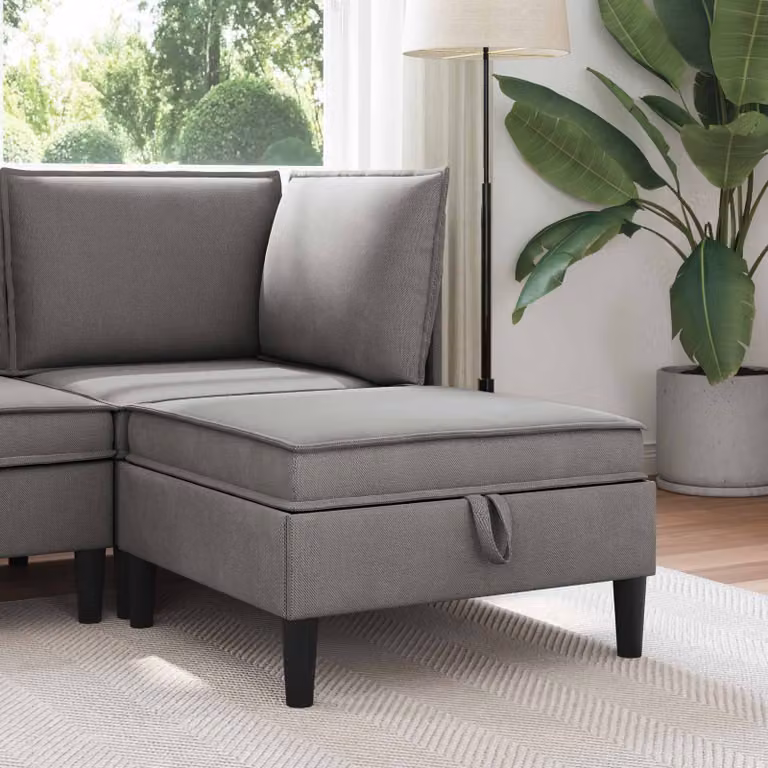 Pouf con contenitore vidaXL in velluto grigio scuro con design moderno e forma rettangolare L: 70 cm, P: 40 cm, H: 40 cm