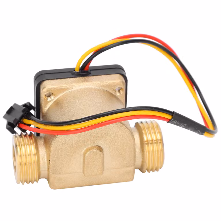 Sensore di flusso da G1/2" con filettatura esterna, misuratore di portata Hall in ottone, DC 3-24 V, per scaldabagni e dispositivi a carta di credito