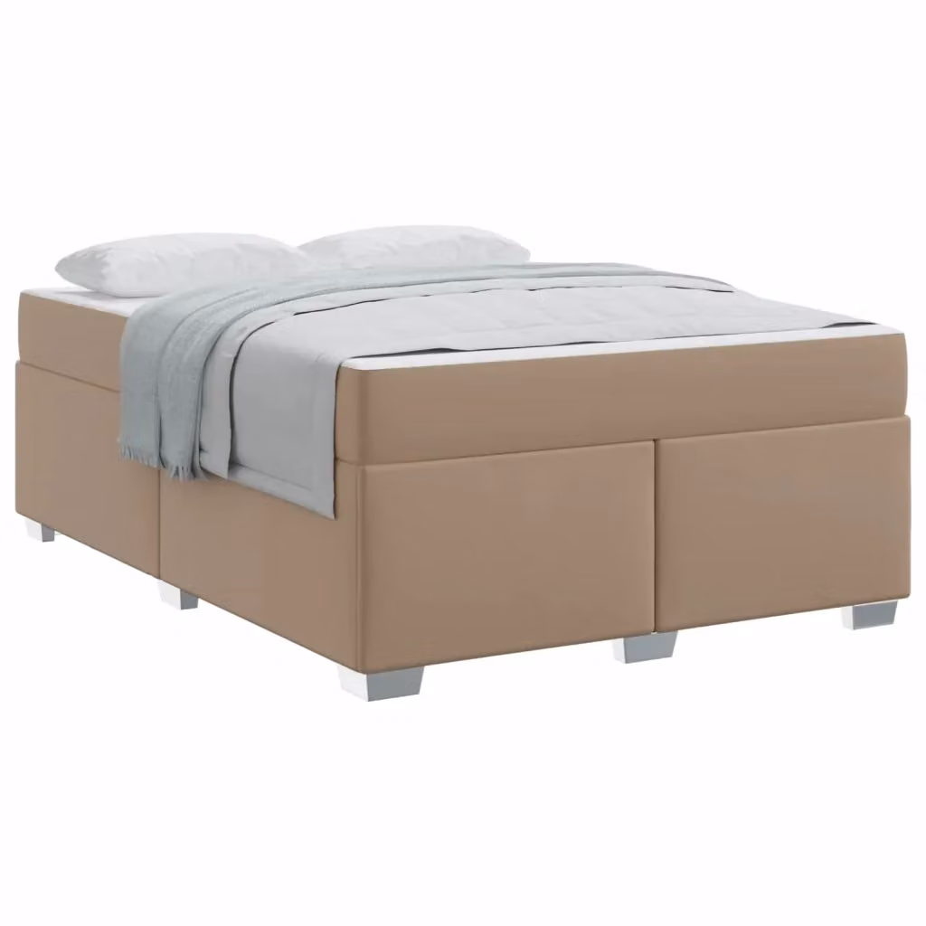 Struttura del letto moderna vidaXL in tessuto beige e marrone con telaio in legno e metallo, L 140 x P 200 cm – 2