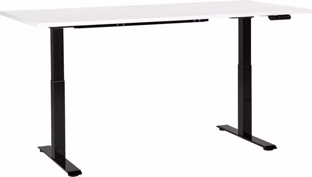 Scrivania regolabile in altezza elettricamente bianco e nero 180 x 80 cm Struttura in acciaio verniciato a polvere