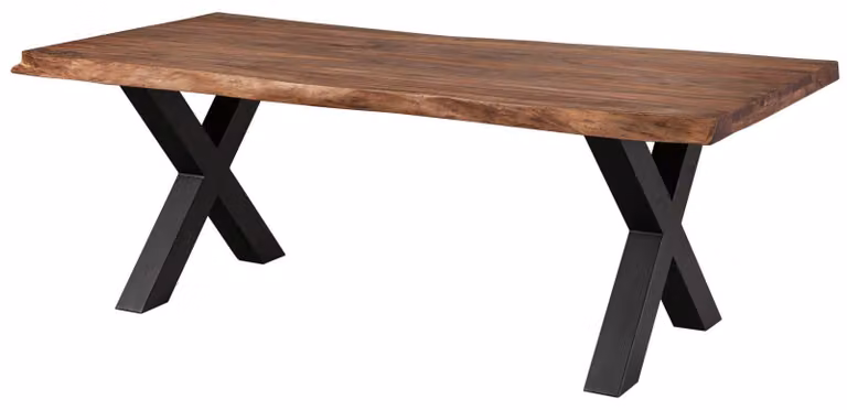 MASSIVMOEBEL24 | FREEFORM 5 tavolo da pranzo in legno di sheesham - verniciato grigio / gambe in ferro X antracite matt 260x100