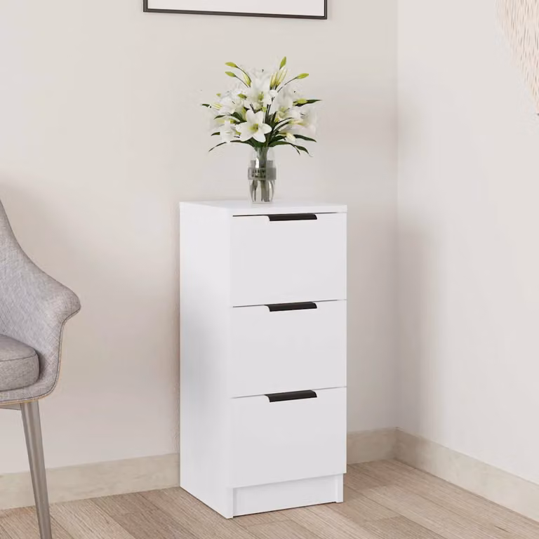 Credenza moderna bianca vidaXL in legno e MDF da appendere a parete L/P/H: 30 x 30 x 70 cm