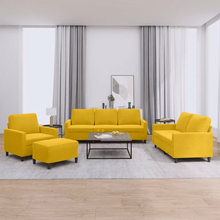 vidaXL Set di Divani 4 pz con Cuscini giallo in Velluto