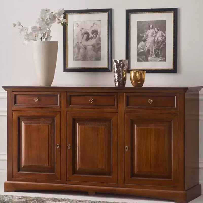 Madia credenza arte povera in legno con 3 porte tinta noce Mobili 2G L/P/H: 170 x 46 x 96 cm – 3