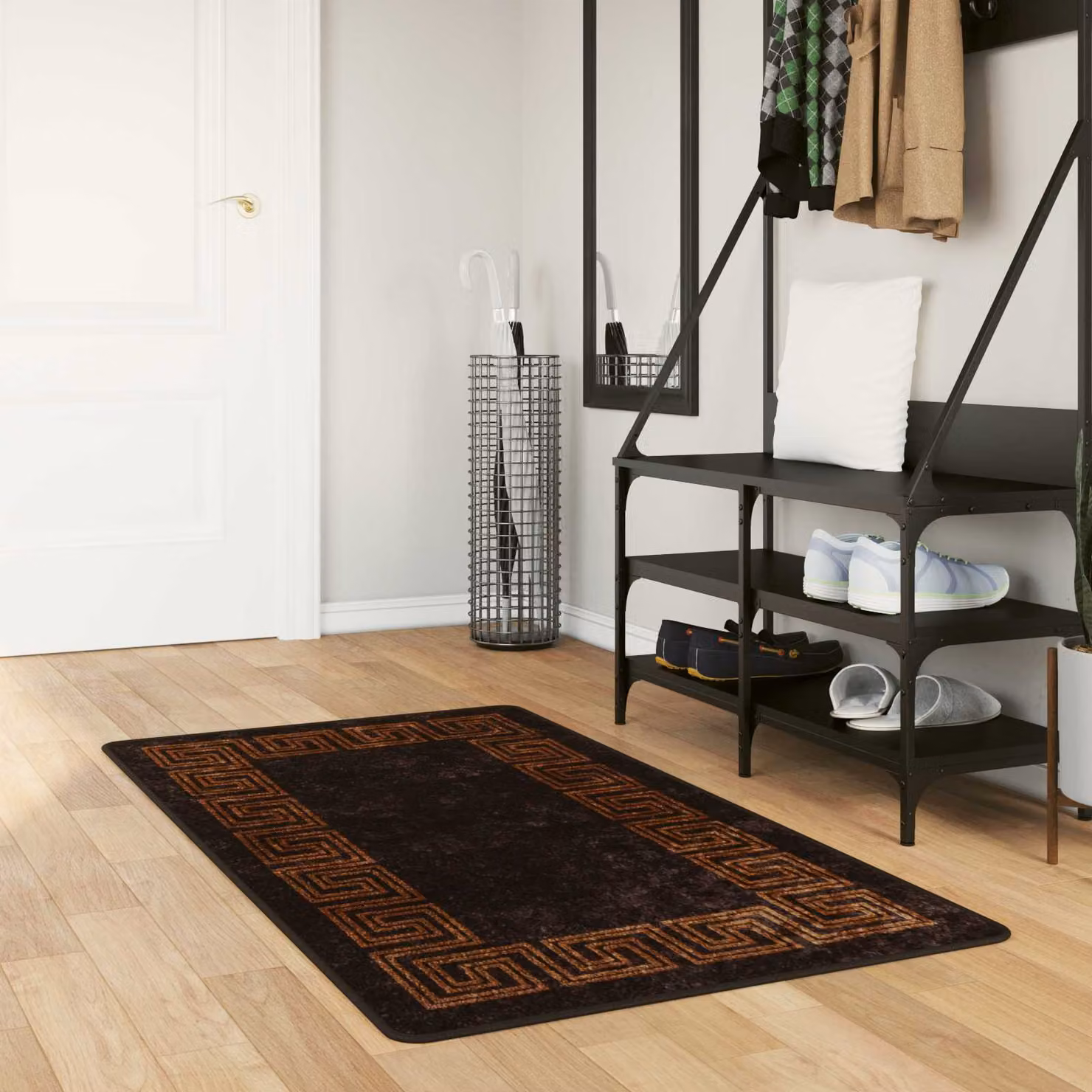 Tappeto Runner vidaXL MARSA Nero, Lavabile e Antiscivolo, L 80 x P 100 cm, in Poliestere