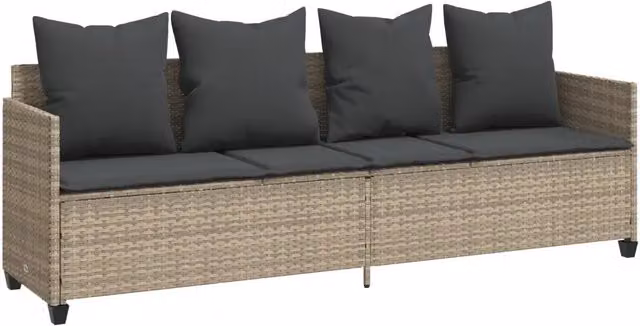 Lettino Prendisole | Sdraio da giardino | Lettino da sole con Cuscini Grigio Chiaro?in Polyrattan
