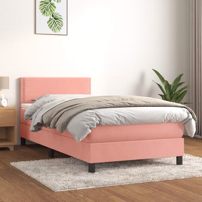 Maison Exclusive - Giroletto a Molle con Materasso Rosa 100x200 cm in Velluto