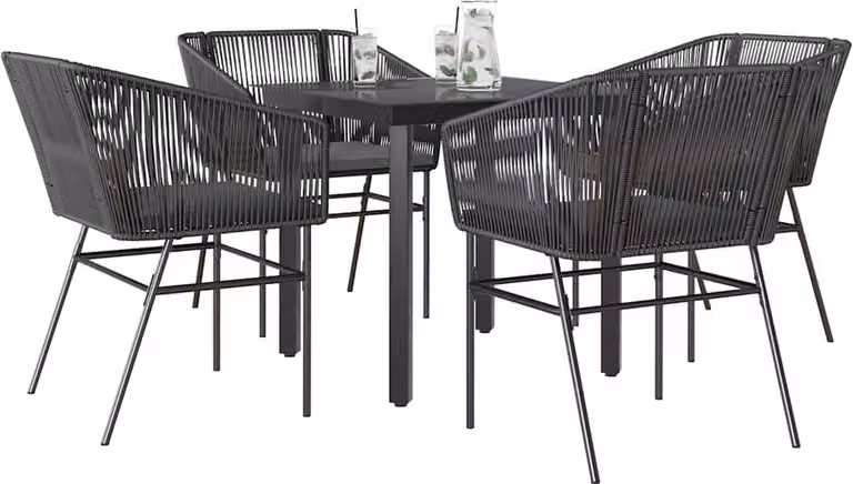 Maison Exclusive - Set da Pranzo da Giardino con Cuscini 5 pz Polyrattan Vetro