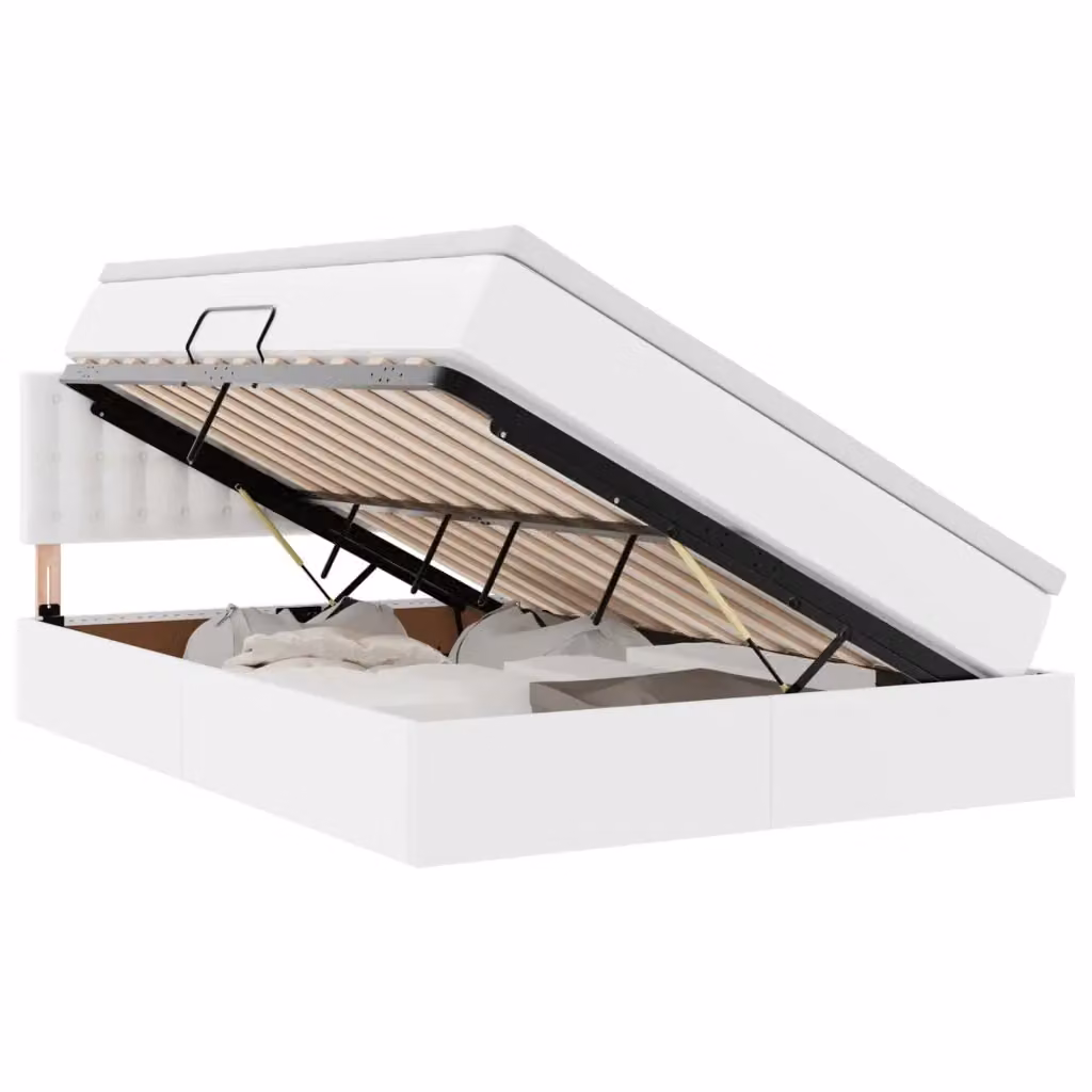 Letto con contenitore e illuminazione LED vidaXL, colore Bianco, L/P/H: 140 x 190 x 103 cm – 2