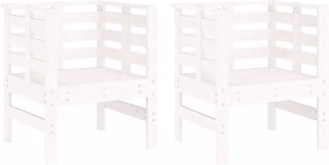 Set di 2 sedie da giardino moderne in legno di pino bianco lacquered, L: 61,5 cm, P: 53 cm, H: 71 cm – 1