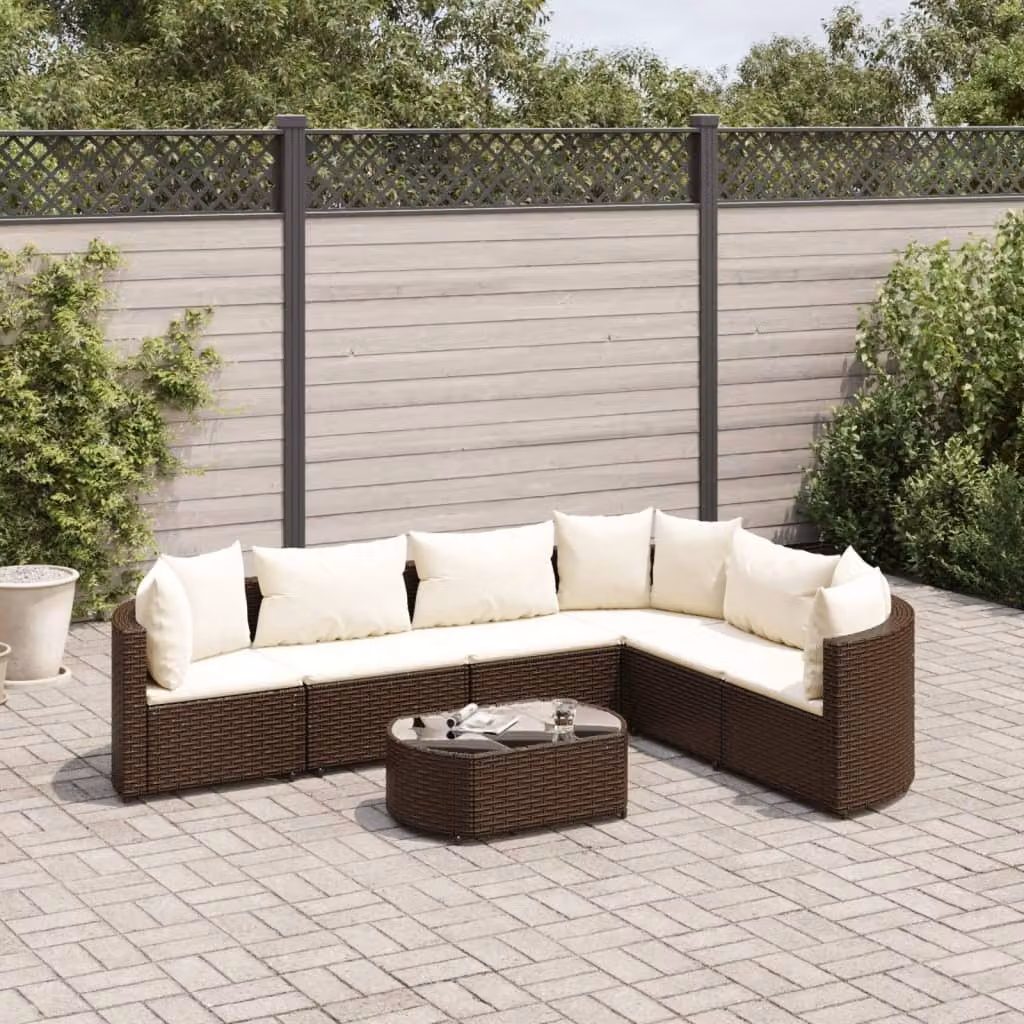 Maison Exclusive - Set da giardino 7 pezzi con cuscini Marrone Poly Rattan