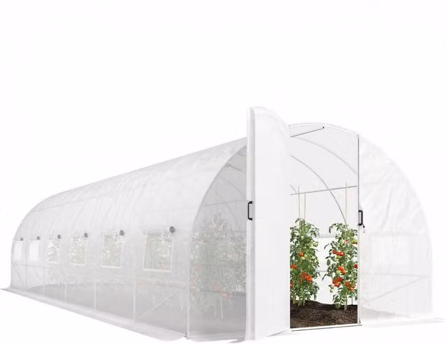 Serra tunnel giardino 24m2 con porte e finestre ¨C zephmum ¨C 295x798x199 cm bianco