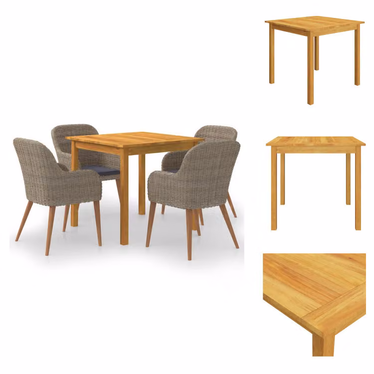 vidaXL Set da pranzo da giardino 5 pezzi marrone - Set di mobili da giardino