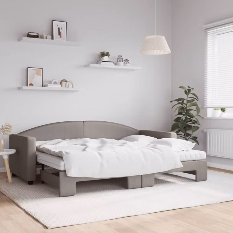 Maison Exclusive - Divano letto estraibile con materassi color taupe 80x200 cm in tessuto