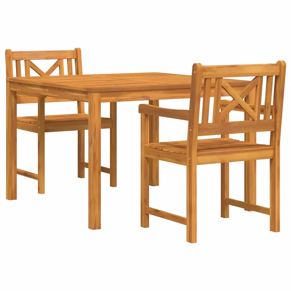 Set da pranzo per giardino e terrazza vidaXL in legno di acacia marrone, composto da 3 pezzi – 2