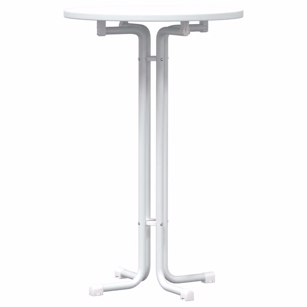 Tavolo da Bar Bianco Ø70x110 cm Legno Multistrato e Acciaio