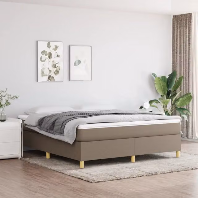 Letto Ibrido con Giroletto a Molle e Materasso vidaXL in Tessuto Beige e Bianco L/P: 160 x 200 cm