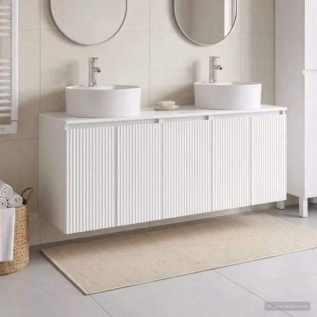 Set di Armadi da Bagno 3 pz Bianco Lucido 161,5 x 44,5 x 82 cm 3405671