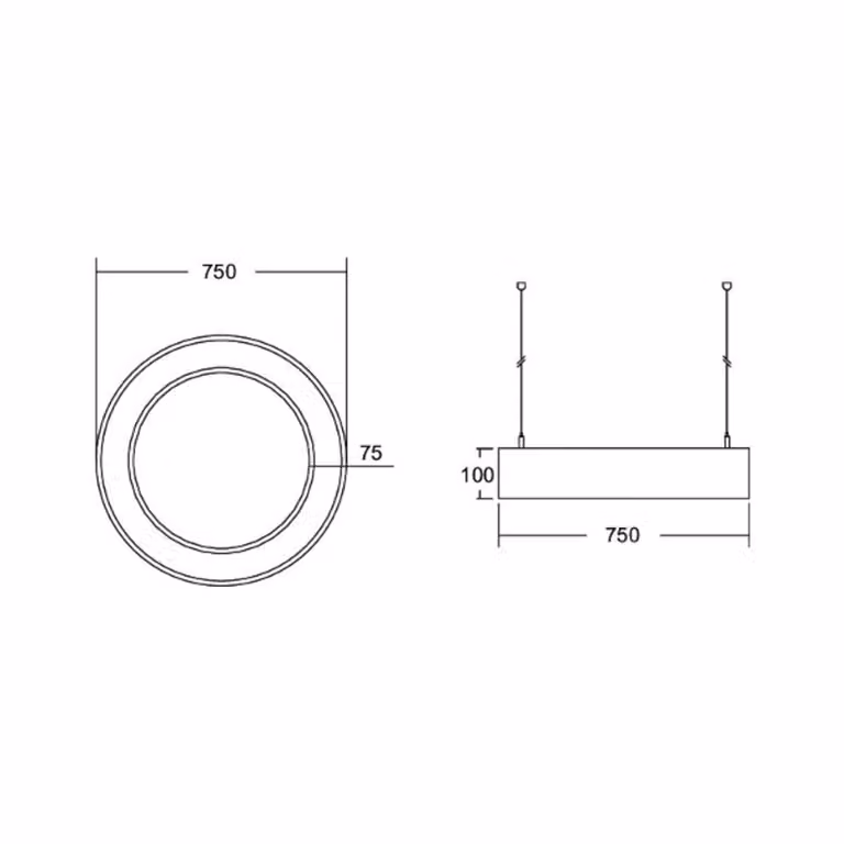 BRUMBERG Anello circolare diretto 75cm 50W on/off argento 840 Biro Circle Ring, Alluminio / Grigio / Zincato, Studio / Ufficio, Alluminio, Moderno