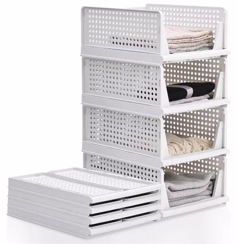 Contenitore pieghevole per riporre oggetti - Cesto in plastica impilabile - Organizer multifunzionale per cosmetici, giocattoli, vestiti - 1 set