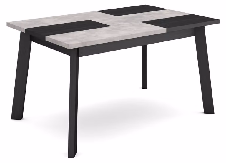 Tavolo da pranzo 140 x 90 cm, in melaminico, con gambe in legno, finitura cemento, per 6 persone