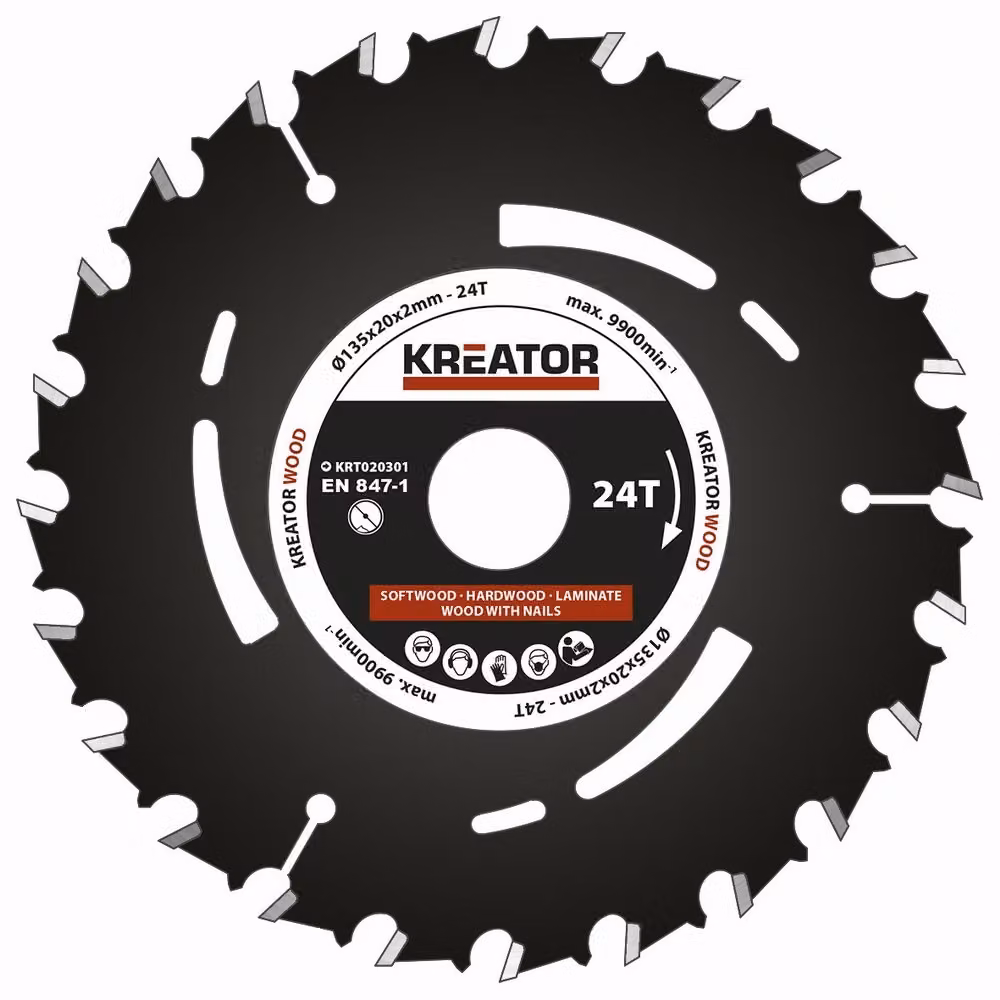 Lama circolare 135 x 20 x 2 mm per legno incl. anelli di riduzione - Diametro: 135 mm