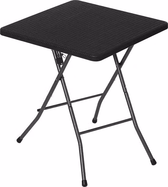 Tavolo da giardino ripiegabile Néos® nero con piano in HDPE e struttura in metallo, ideale per balcone e campeggio, L 61 cm x P 61 cm x H 73 cm
