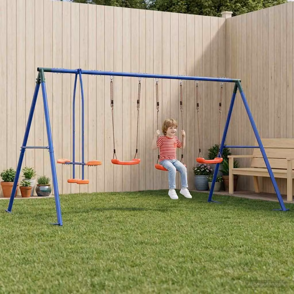 vidaXL Set di Altalene per Esterni Multicolore in Metallo e Plastica, Altezza: 185 cm, Larghezza: 330 cm