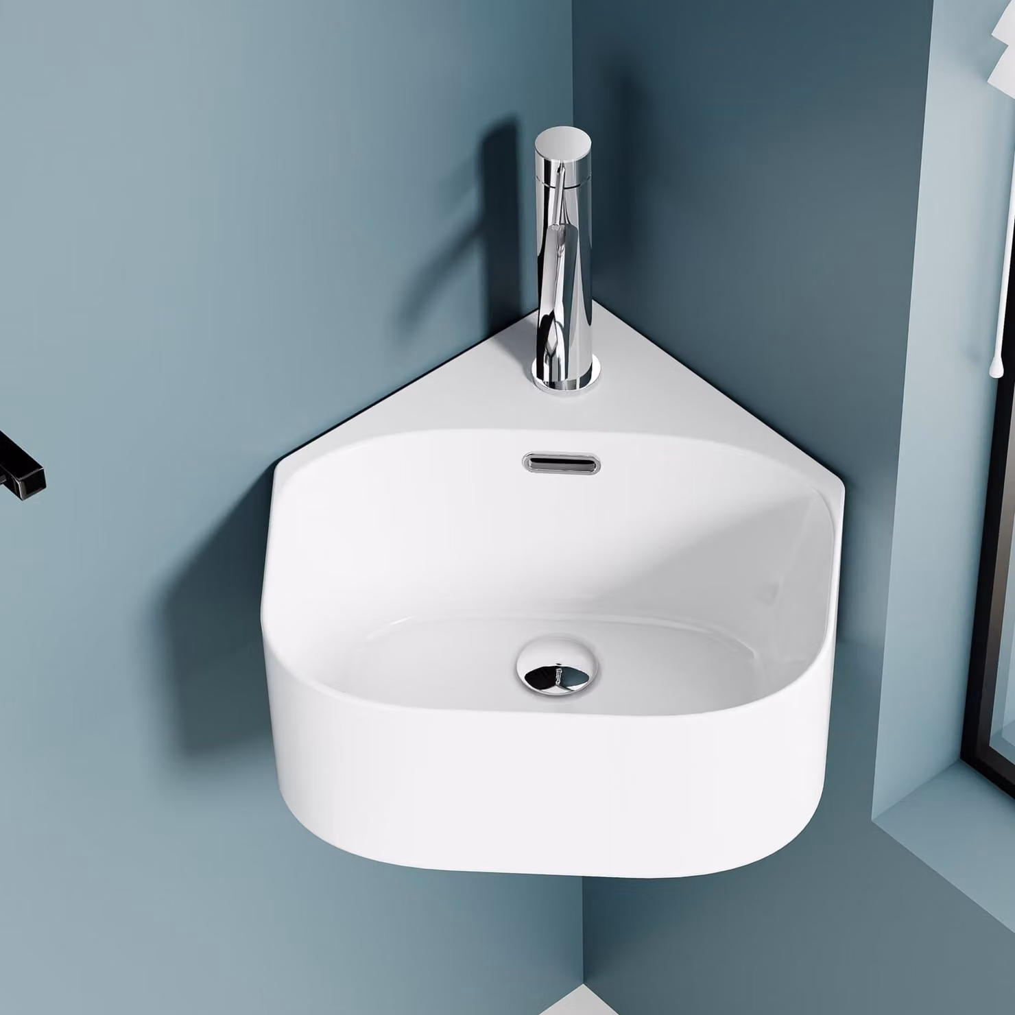 Lavabo in Vetroceramica, bianco, dimensioni 40 x 43,5 x 16,5 cm